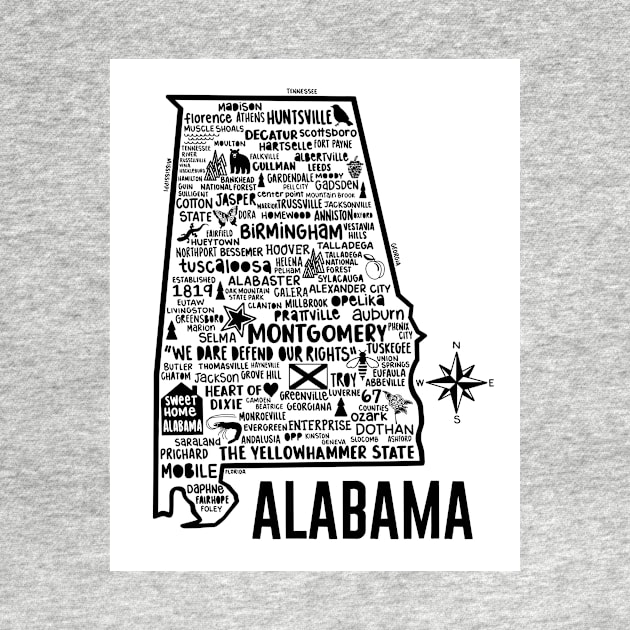 Alabama Map by fiberandgloss